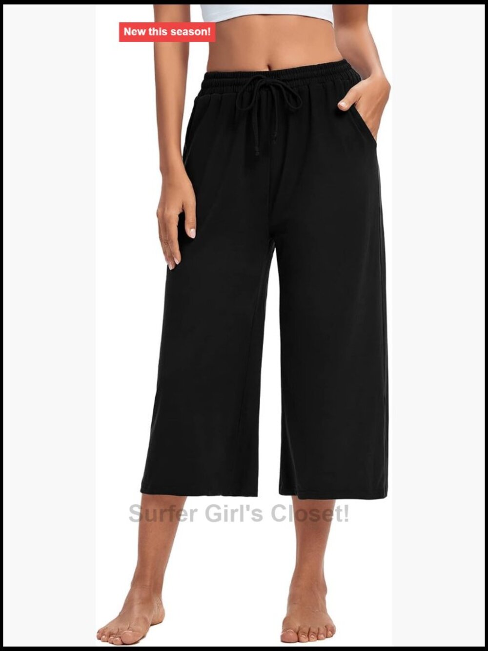 Womens Capri Yoga Pants Wide Leg Drawstring Lounge Pants Loose Comfy Workout
